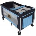 Манеж-кровать Quatro Lulu 1 с пеленатором голубой - черный