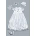 Комплект крестильное платье для девочки с гипюром белый
