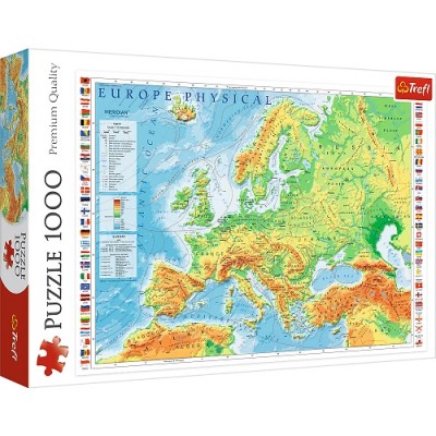 Пазлы "Физическая карта Европы" (1000 Элм.)