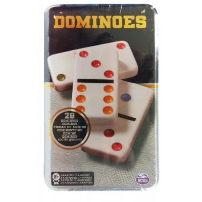 Настольная игра Домино цветное в жестяной коробке